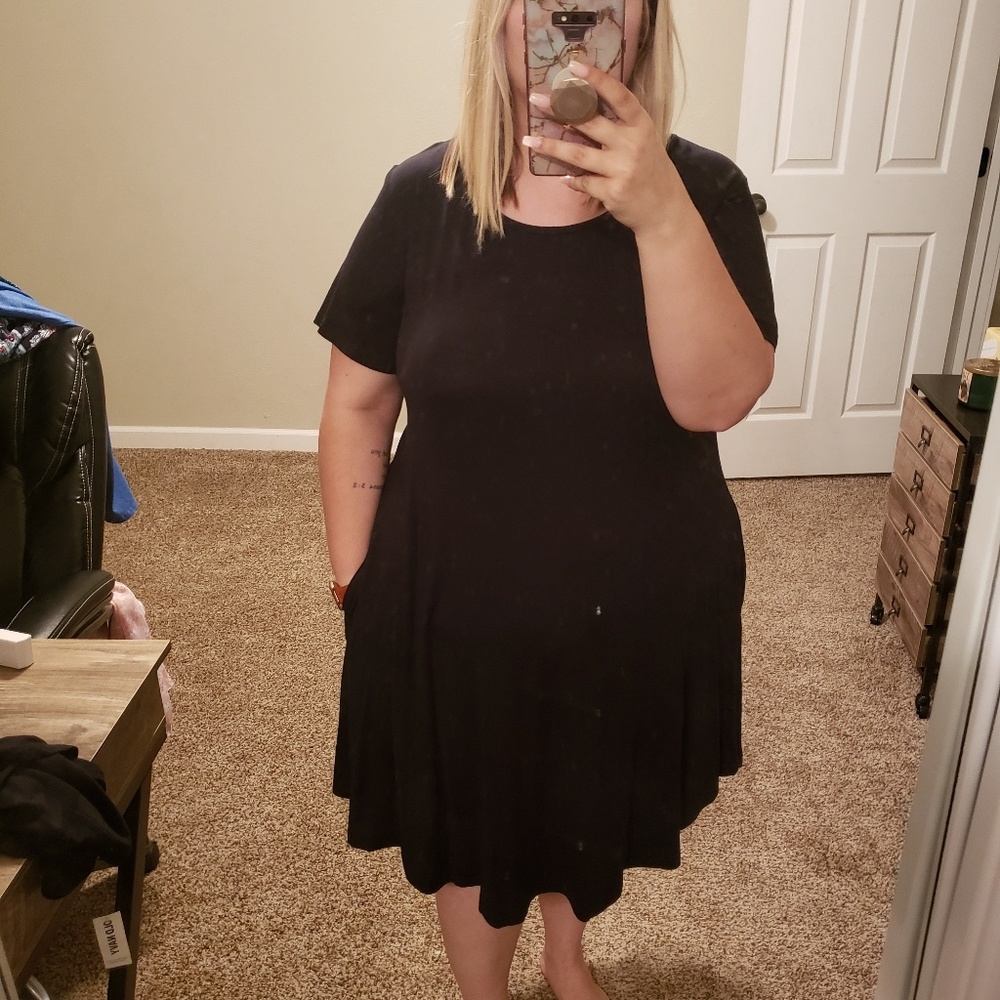 JollieLovin Solid Black Dress 2XL